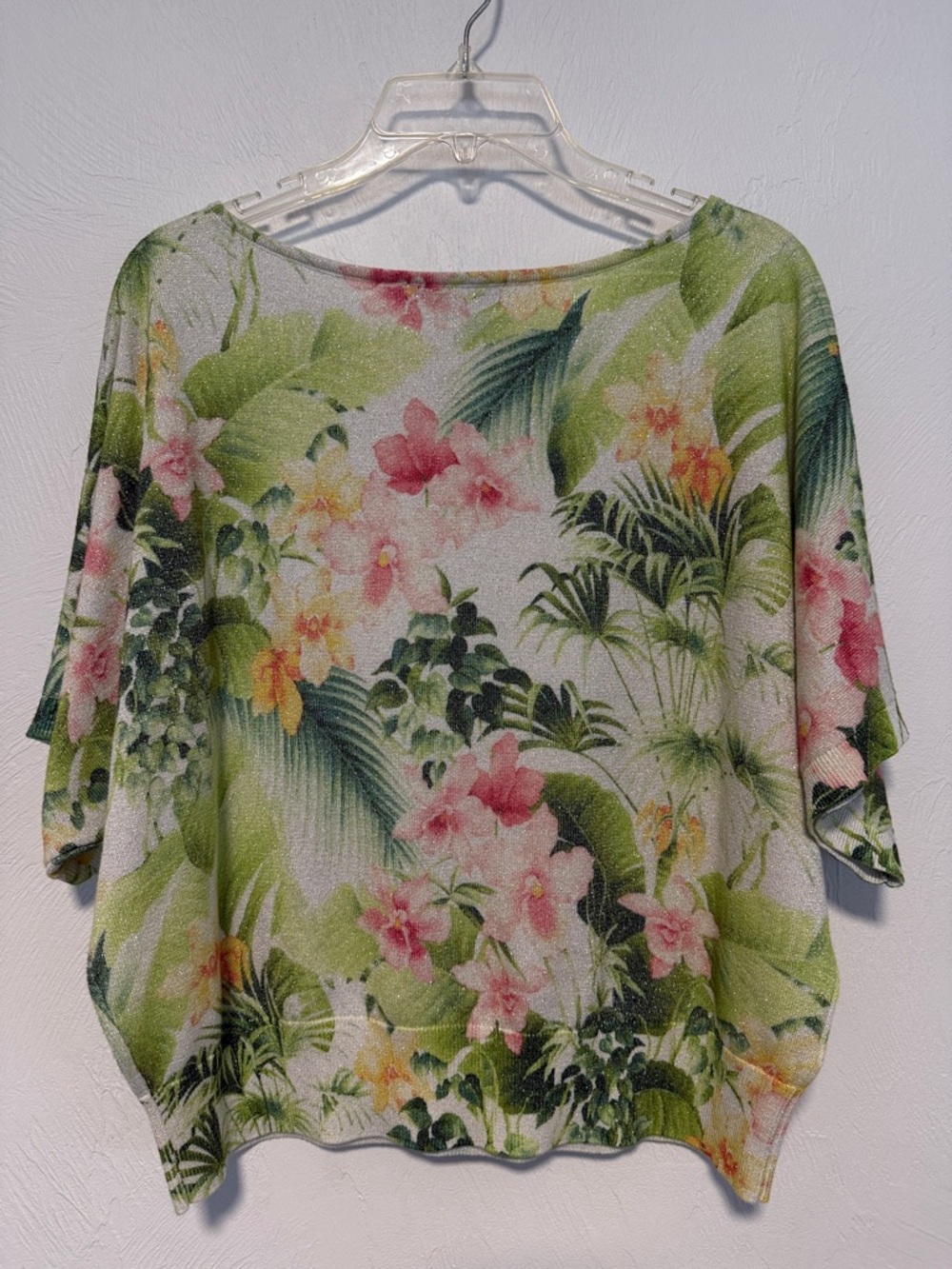 Tommy Bahama Flora Riviera Shimmer Short Sleeve Dolman Sweater - Picture 4 of 5